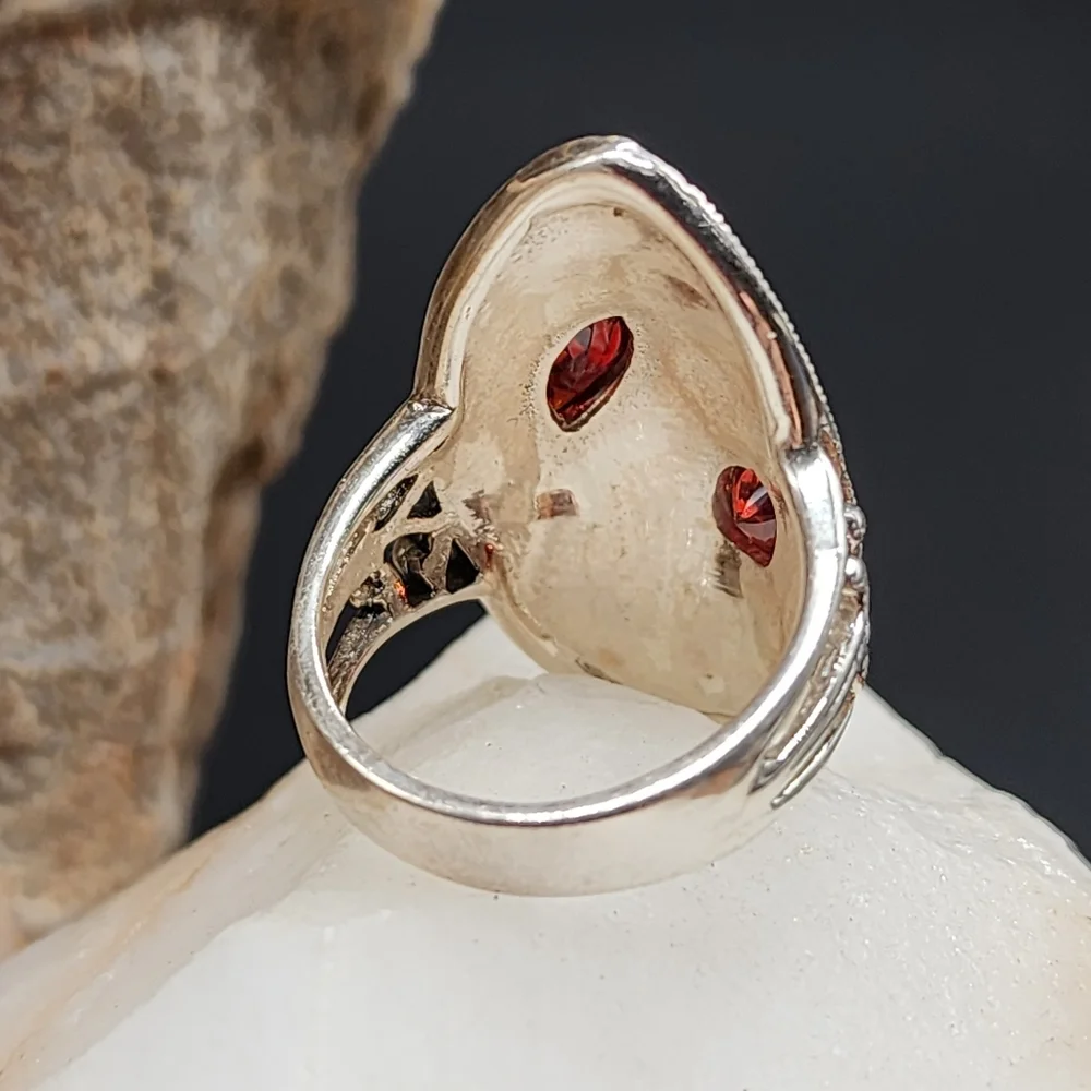 Sterling Silver Ring 925 Pink Spinel/Red Garnet Gem Designer Silversmith